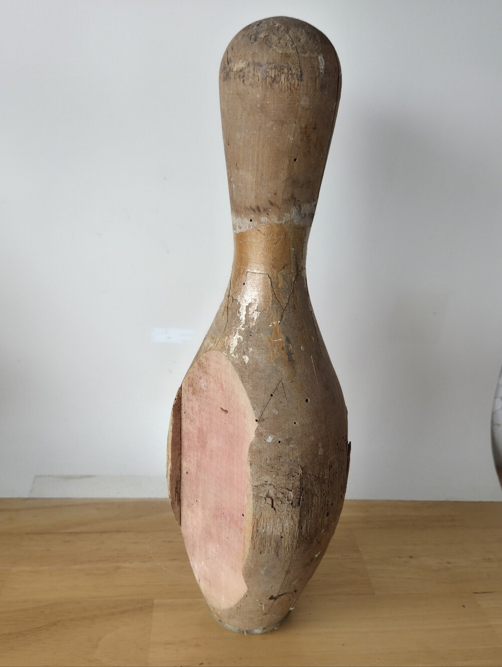 Vintage Wood Bowling Pin Chippy Home Decor